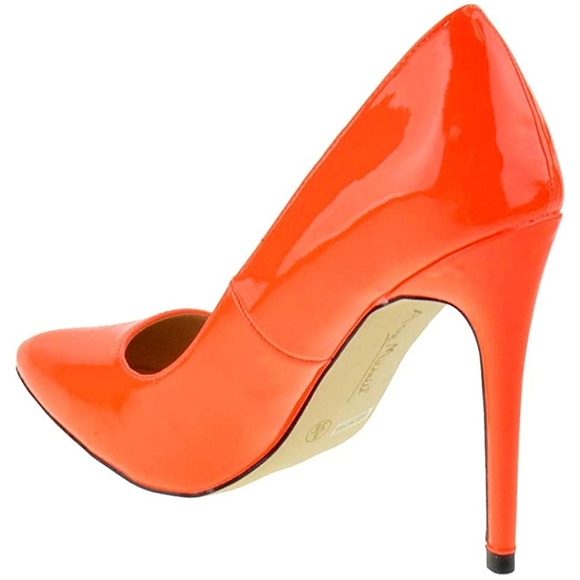 NWOT Neon Orange Anne Michelle Patent Stilettos - Picture 5 of 10